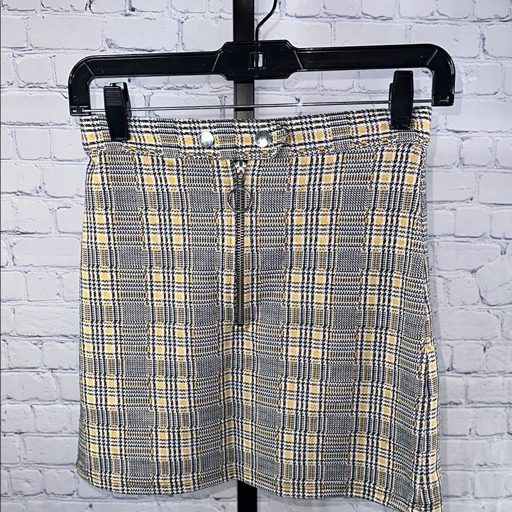🖤 Topshop Black & Yellow Plaid Mini Skirt Size 0